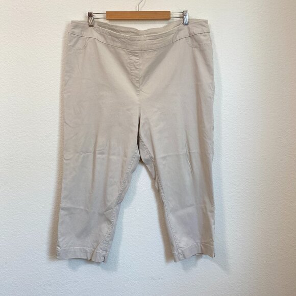 Soft Surroundings Khaki Tan Elastic Pull On Capris 2X - Picture 1 of 7